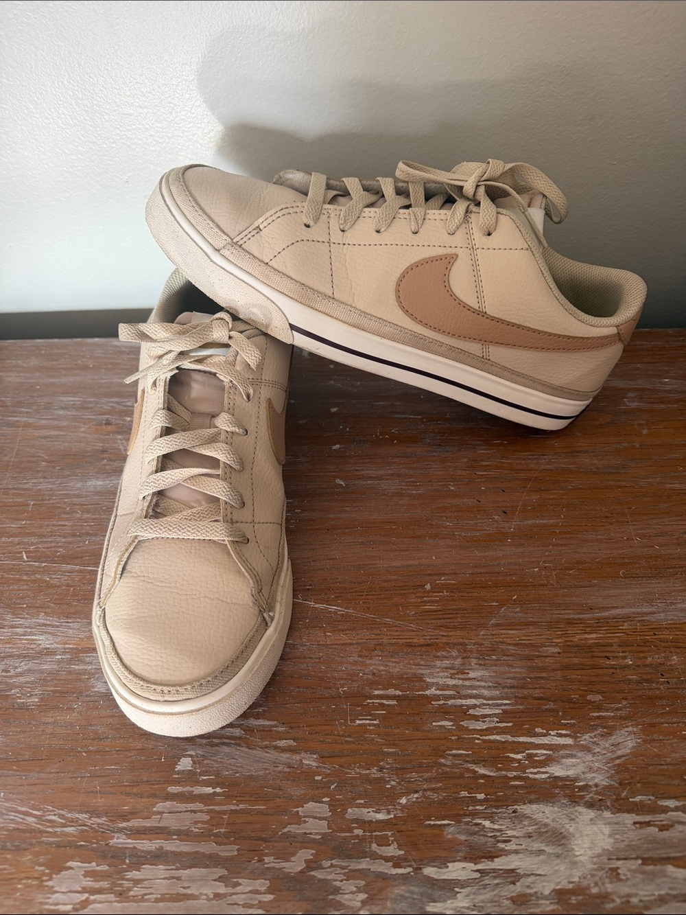 Nike Beige and Tan Court Legacy shoes